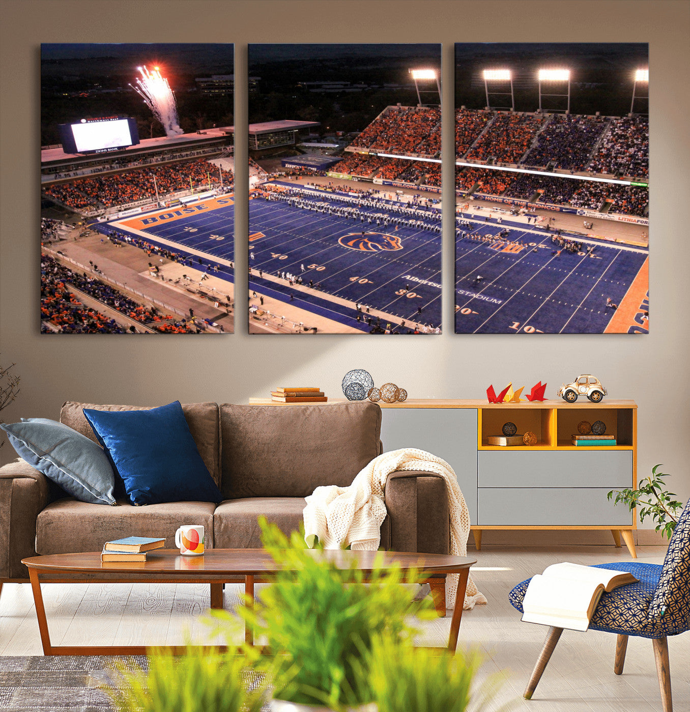 BS1001S-MGV-CV-60X30-3P - Boise State Broncos Albertsons Stadium Wall Art Canvas Print