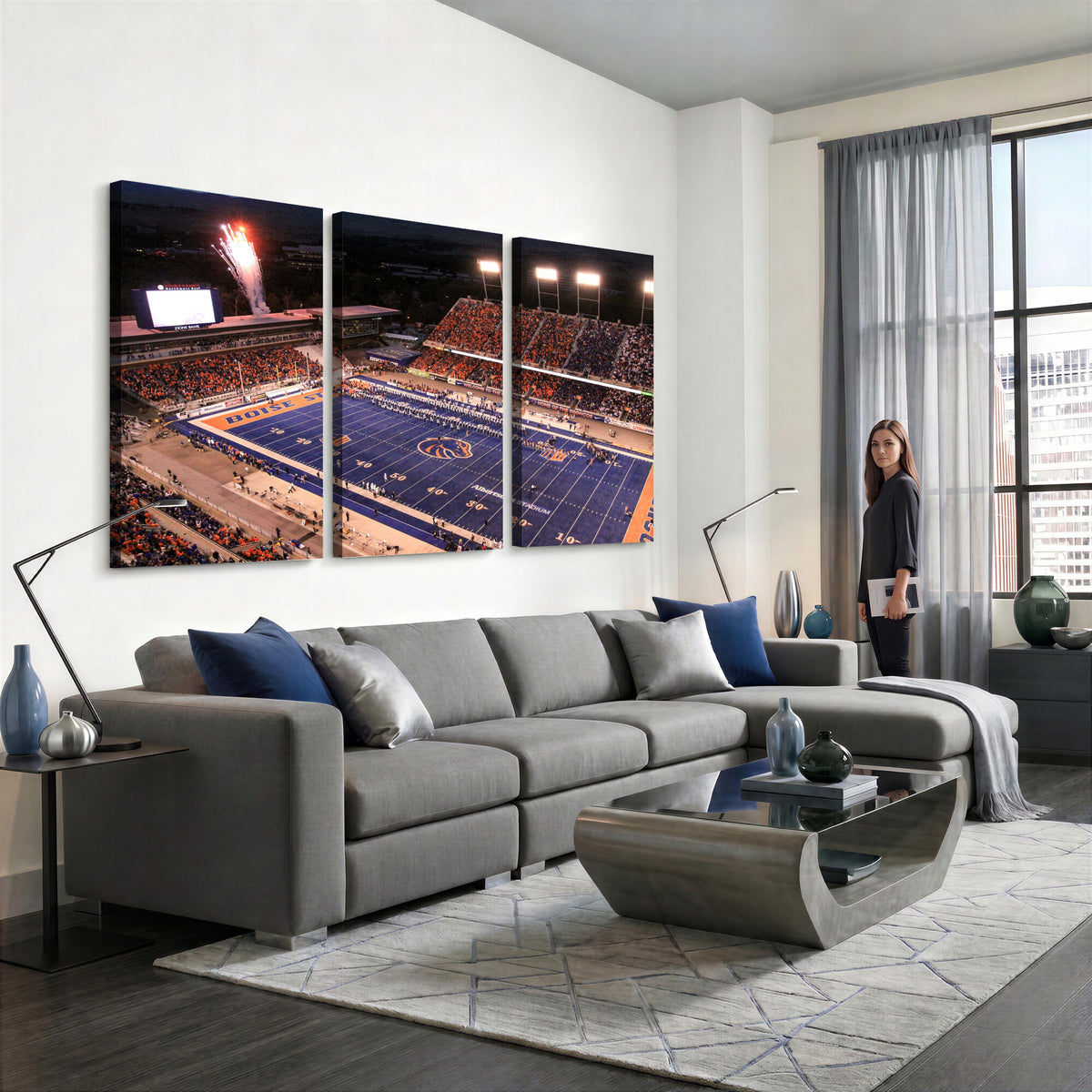 BS1001S-MGV-CV-36X24 - Boise State Broncos Albertsons Stadium Wall Art Canvas Print