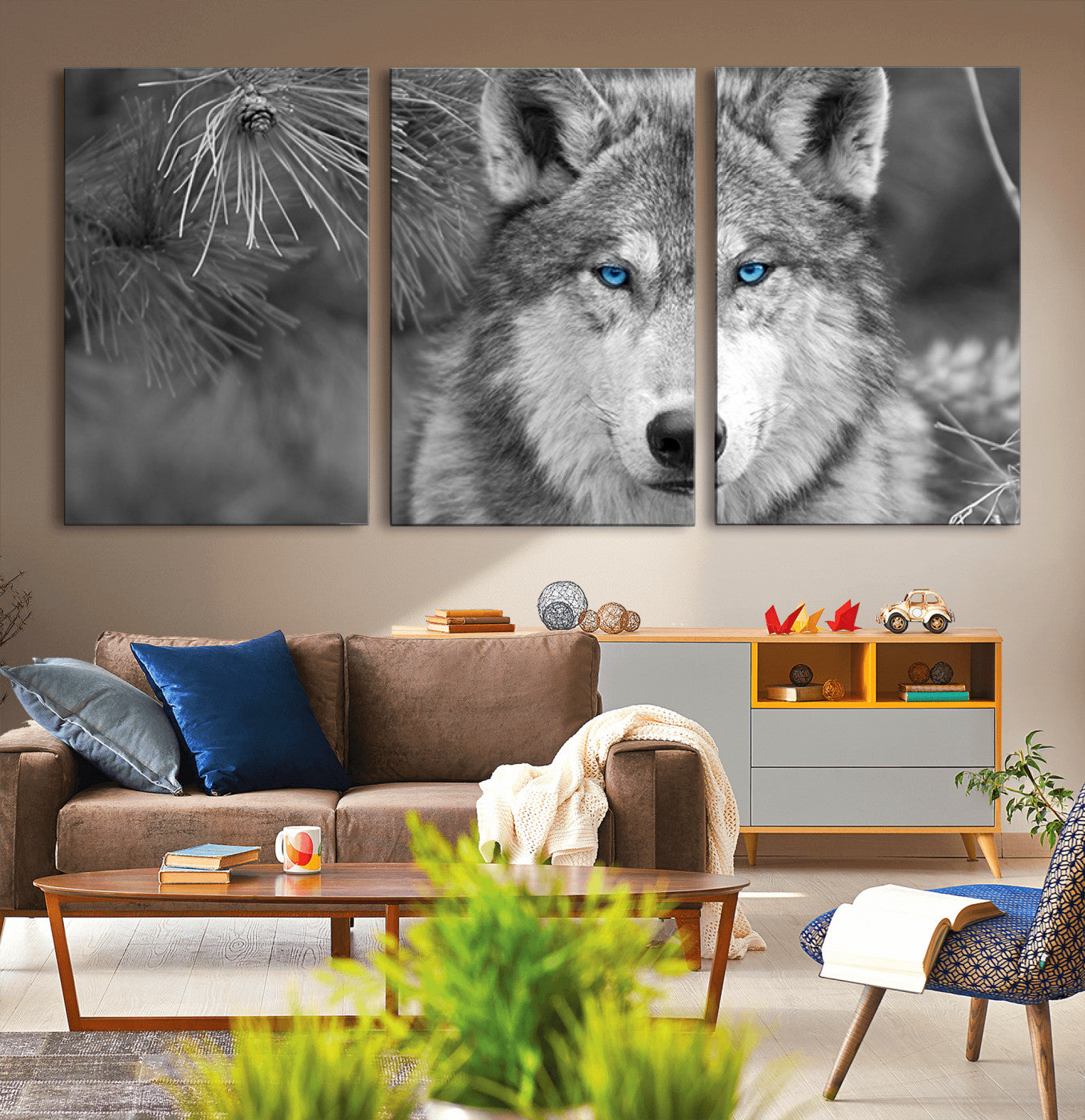 94795-MGV-CV-36X24-Wild Wolf Blue Eye Wall Art Canvas Print