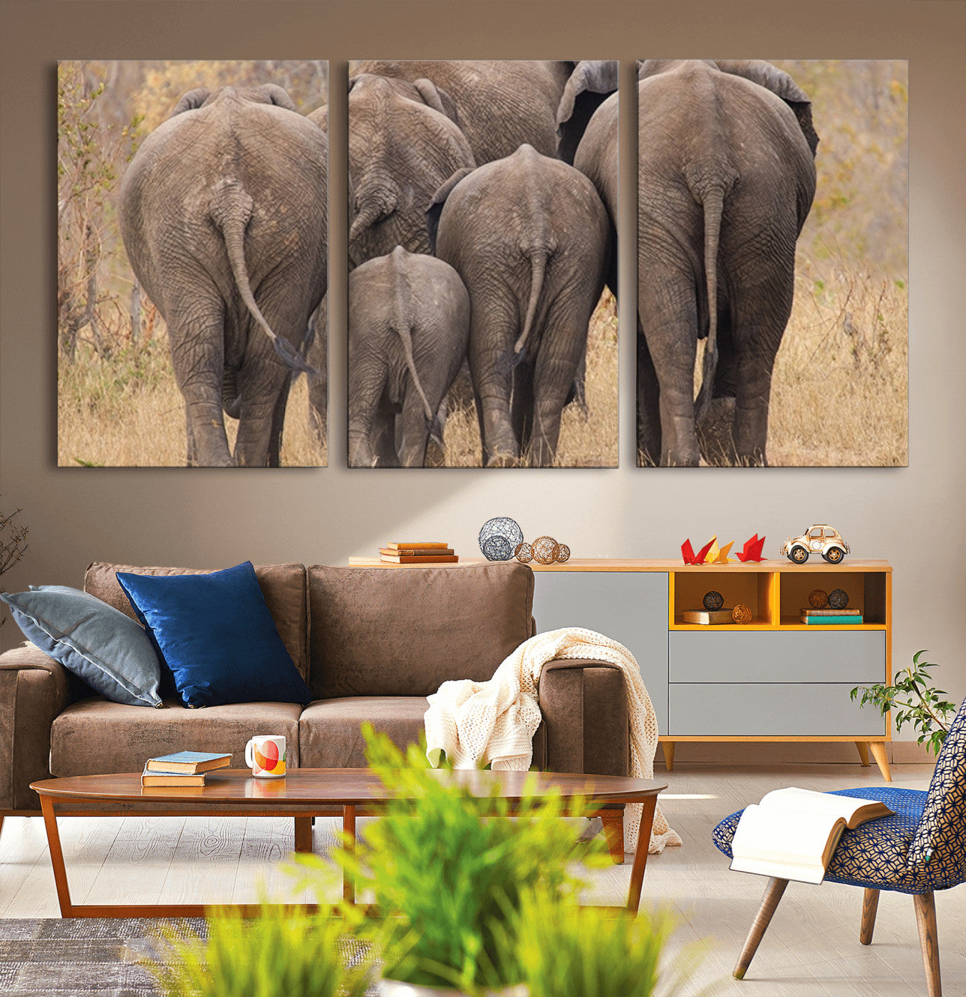 49700-MGV-CV-36X24-Wild Elephant Wall Art Canvas Print