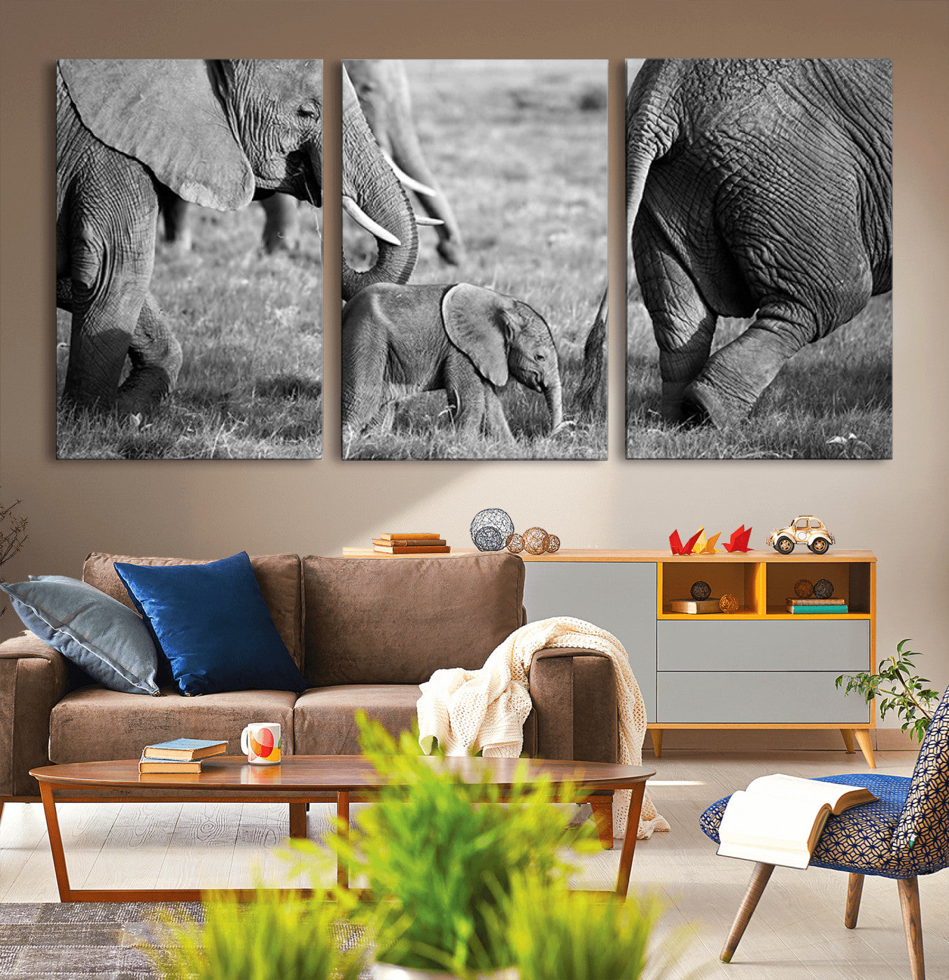 95787-MGV-CV-36X24-Wild Elephant Wall Art Canvas Print