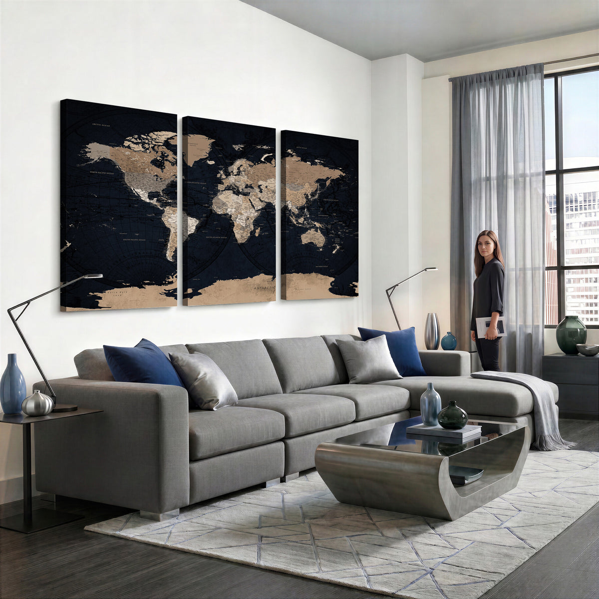 25812727-MGV-CV-36X24 - Grunge Wall Art World Map Canvas Print