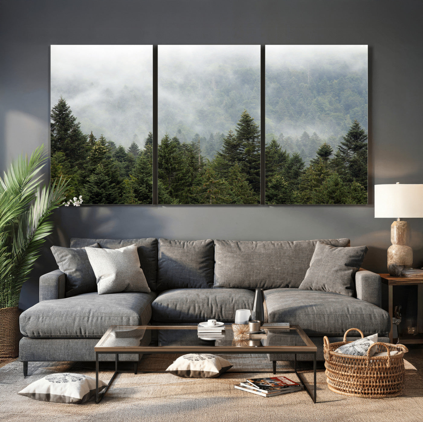 37010054-MGV-CV-36X24 - Misty Mountain Forest Wall Art Canvas Print