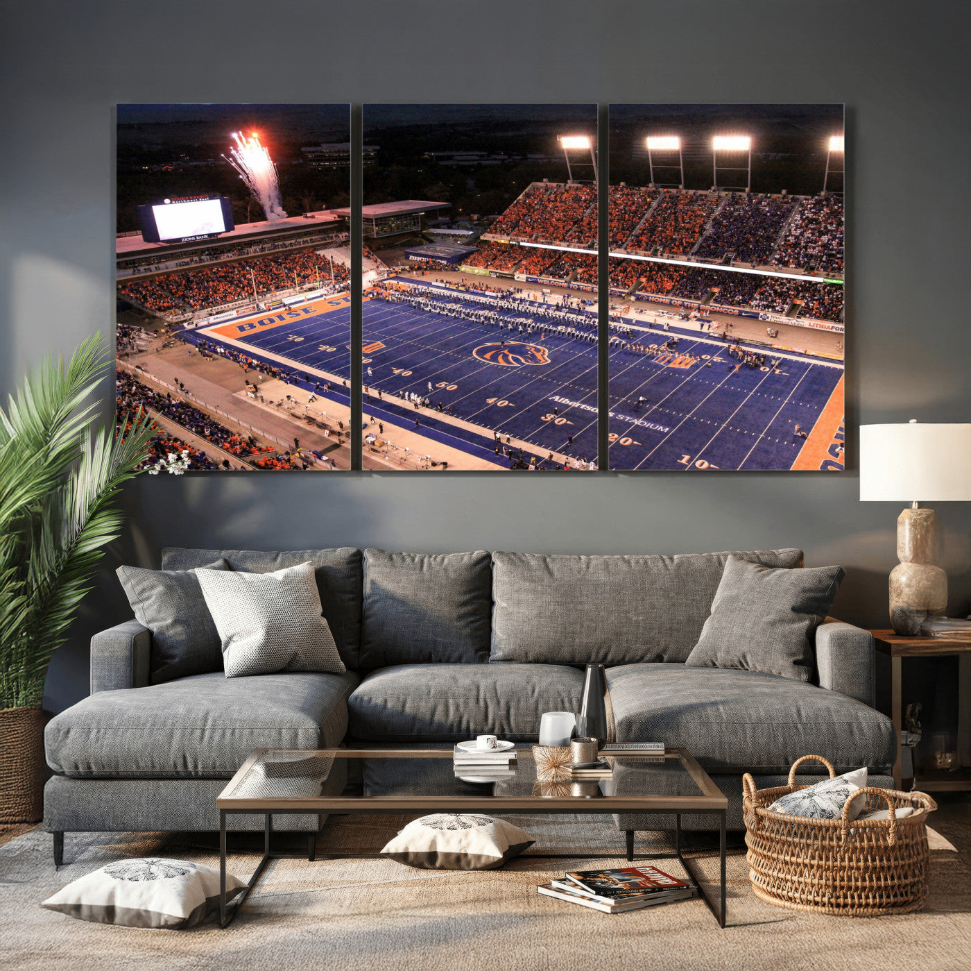 58849575-MGV-CV-36X24 - Boise State Stadium Large Wall Art Canvas Print for Living Room Office Wall Decor