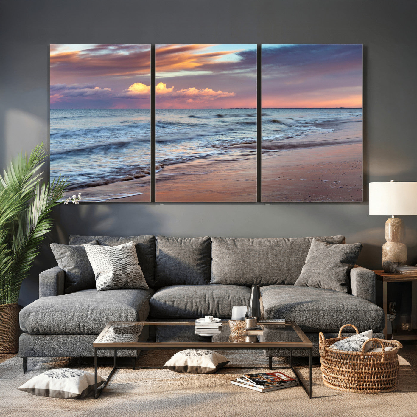 67765254-MGV-CV-36X24 - Ocean Sunset Wall Art Canvas Print – Coastal Beach Photography Artwork Print for Living Room, Bedroom, and Relaxing Home Decor