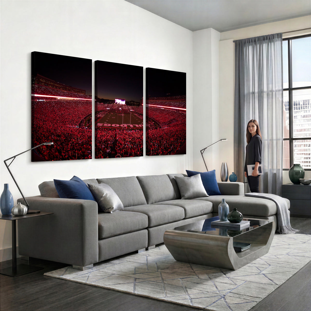 76277124-MGV-CV-36X24 - Sanford Stadium Wall Art Canvas Print – Georgia Bulldogs Football Artwork Print for Home, Office, and Sports Room Decor