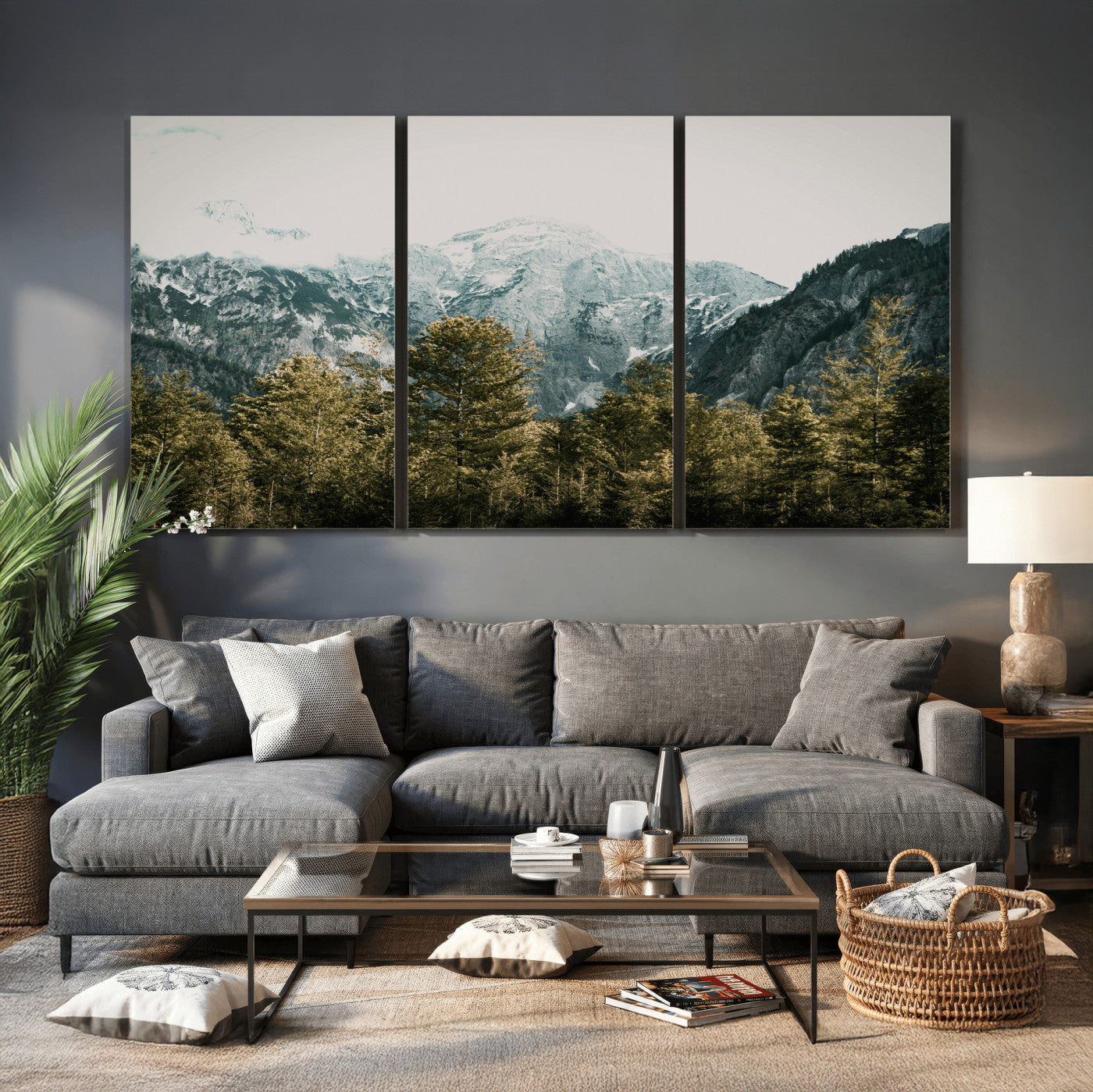 48479662-MGV-CV-36X24 - Mountain Forest Wall Art Canvas Print, Alpine Landscape Nature Photography, Moody Wilderness Wall Decor