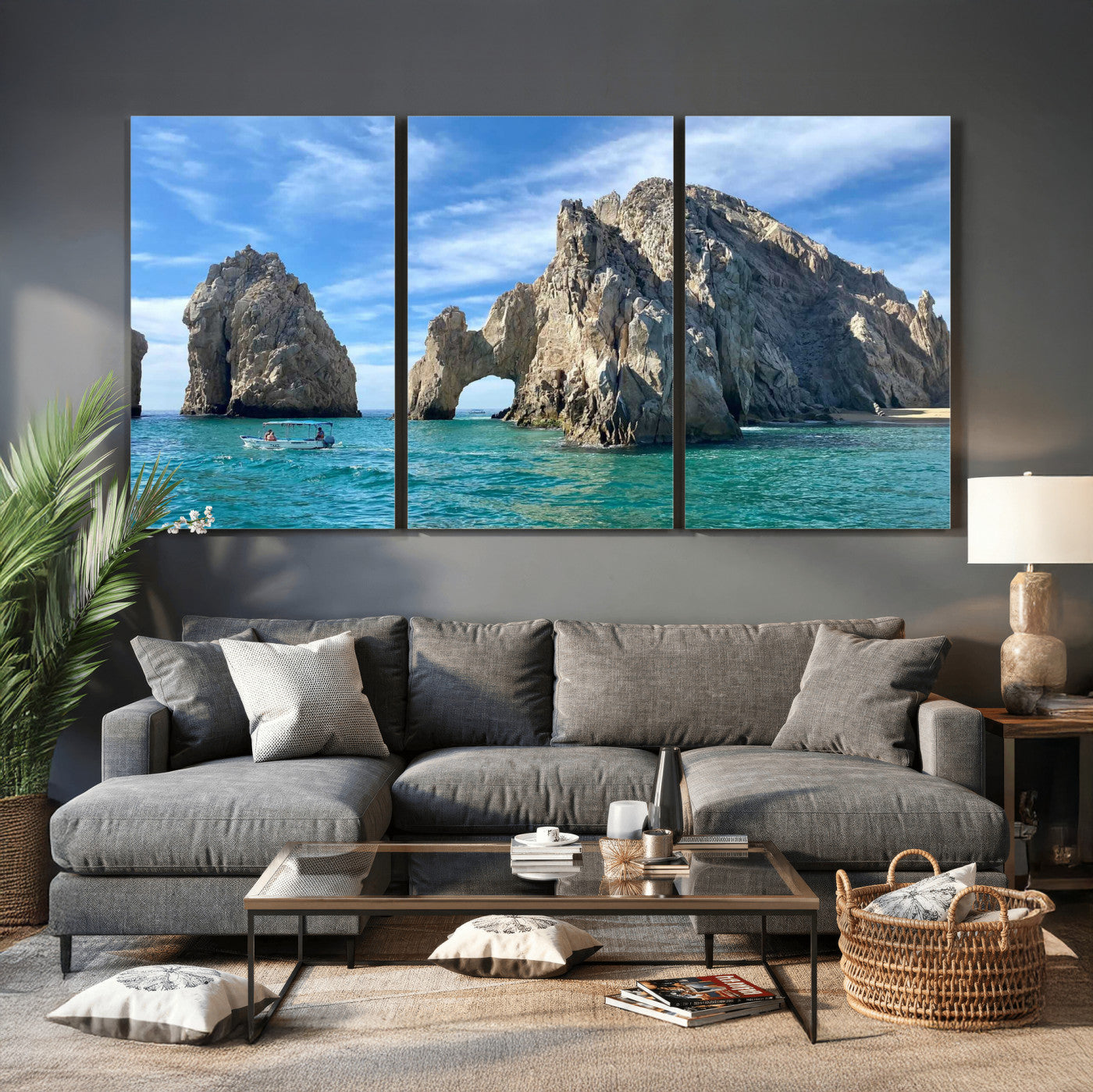 20946478-MGV-CV-36X24 - El Arco Cabo San Lucas Ocean Arch Wall Art Canvas Print, Baja California Rock Arch Seascape Canvas Print, Mexico Coastal Landmark Scenic Art Printing