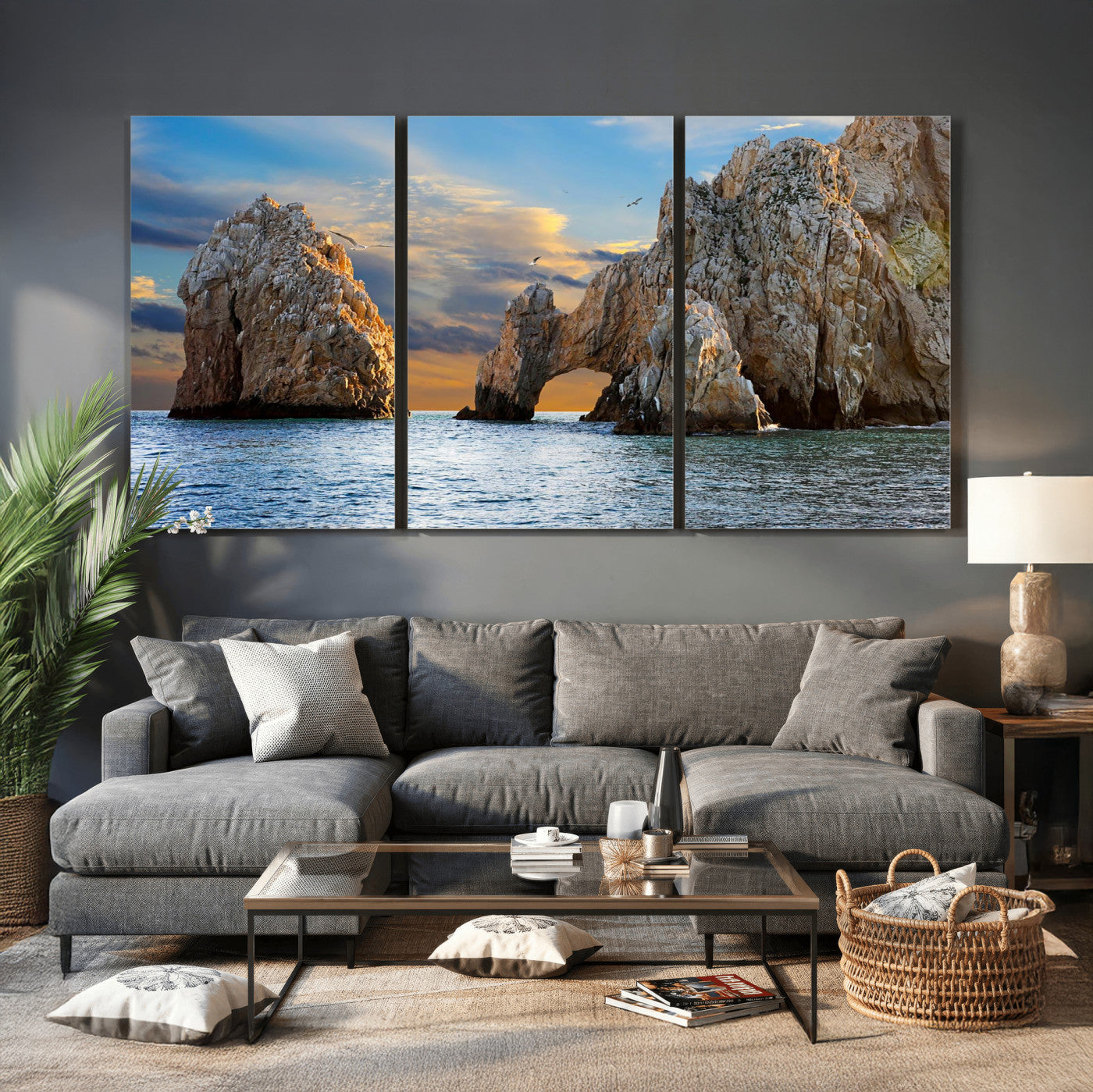63505689-MGV-CV-36X24 - El Arco Cabo San Lucas Ocean Arch Wall Art Canvas Print, Baja California Rock Arch Seascape Canvas Print, Mexico Coastal Landmark Scenic Art Printing