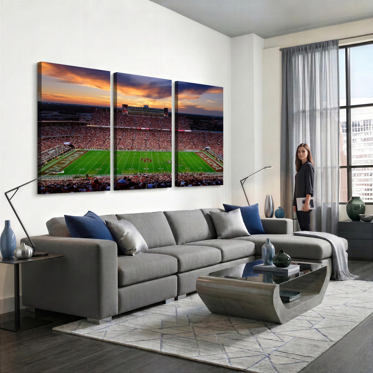 51457497-MGV-CV-36X24 - Oklahoma Sooners Stadium Wall Art Canvas Print, College Football Decor