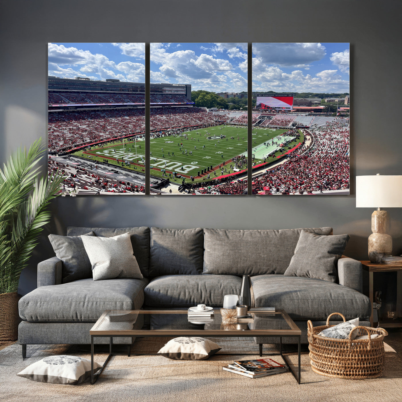 10665453-MGV-CV-36X24 - Georgia Bulldogs Stadium Wall Art Canvas Print, Sanford Stadium Football Field Panorama, College Football Game Day Wall Decor