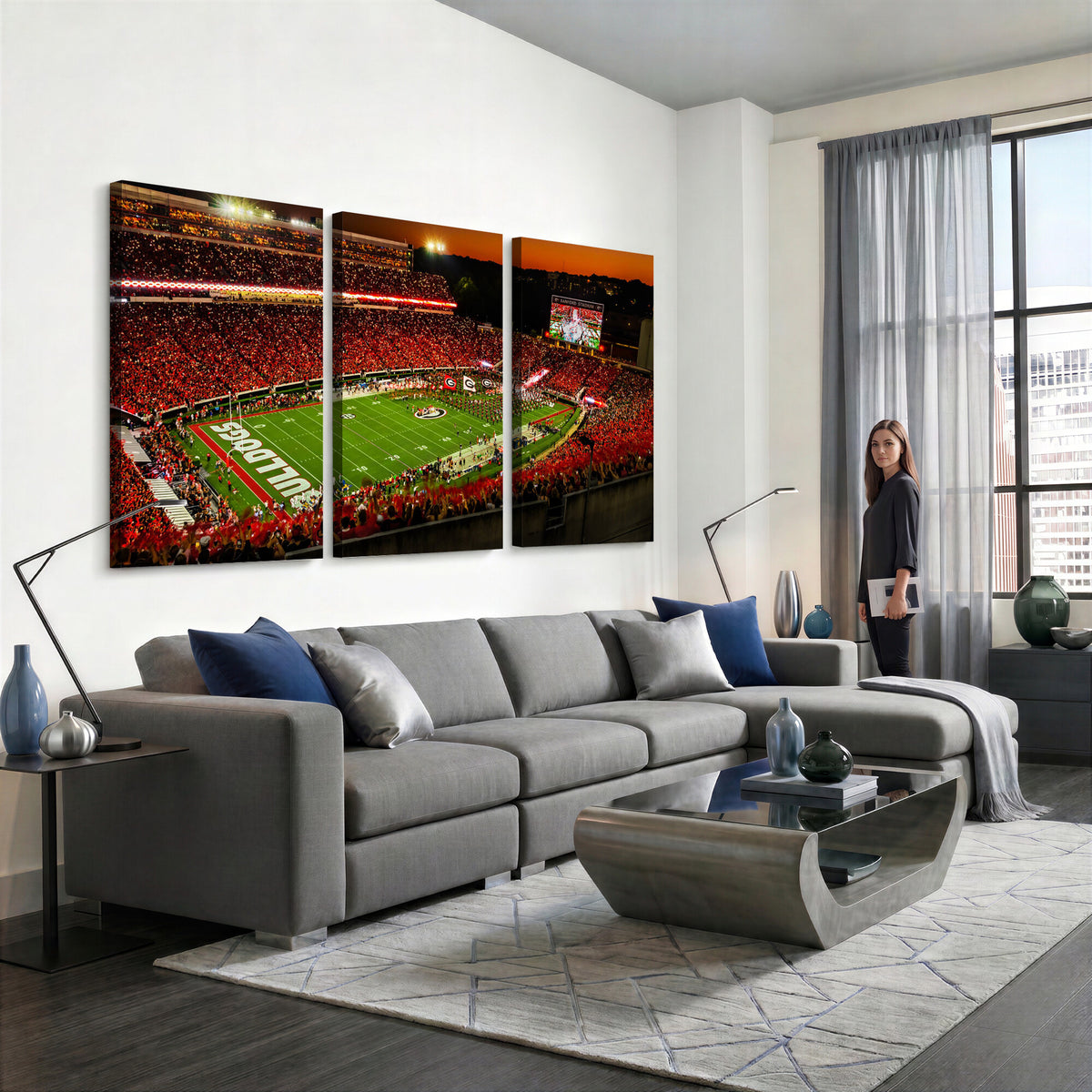 48894104-MGV-CV-36X24 - Georgia Bulldogs Stadium Wall Art Canvas Print, Sanford Stadium