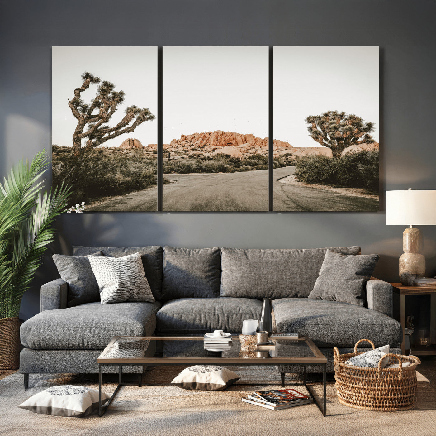 97248544-MGV-CV-36X24 - Joshua Tree Desert Wall Art Canvas Print, Minimal Southwestern Landscape Nature Wall Decor for Modern and Boho Interiors