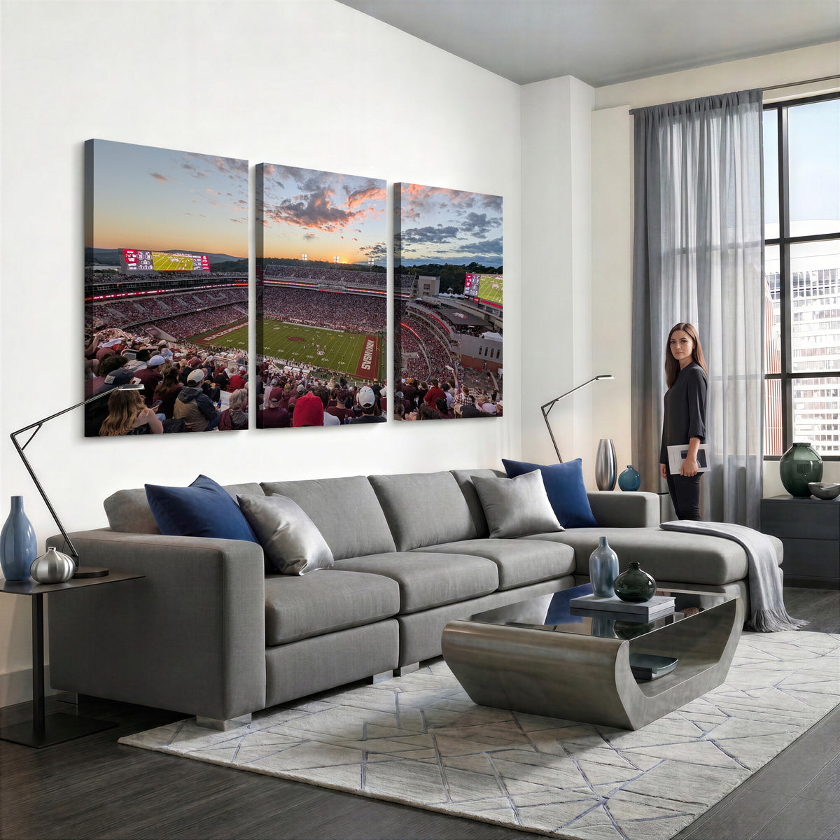 71837429-MGV-CV-36X24 - Donald W. Reynolds Razorback Stadium Wall Art Canvas Print – Arkansas Razorbacks Football Artwork for Home, Office, and Sports Room Decor