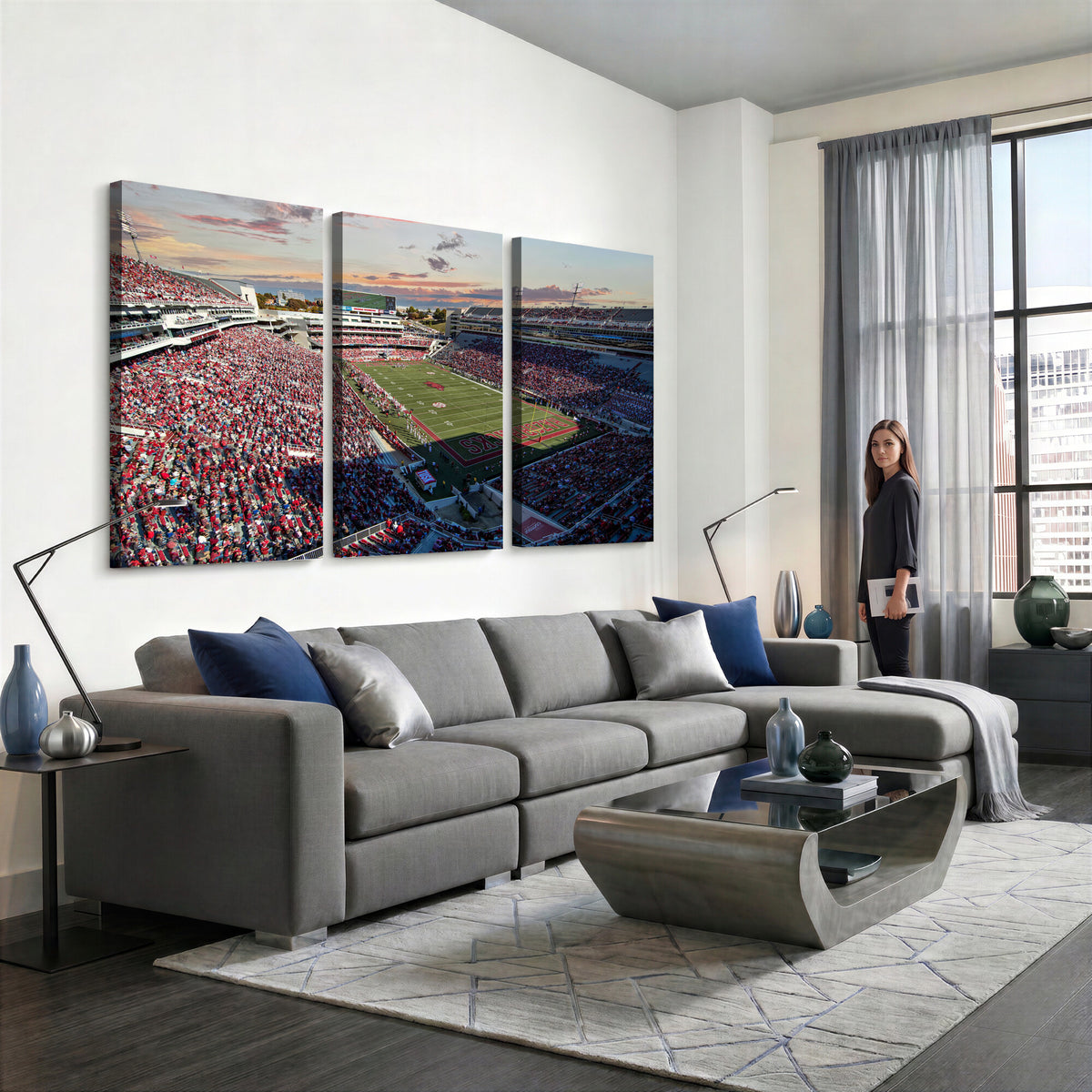 46571211-MGV-CV-36X24 - Donald W. Reynolds Razorback Stadium Wall Art Canvas Print – Arkansas Razorbacks Football Artwork for Home, Office, and Sports Room Decor