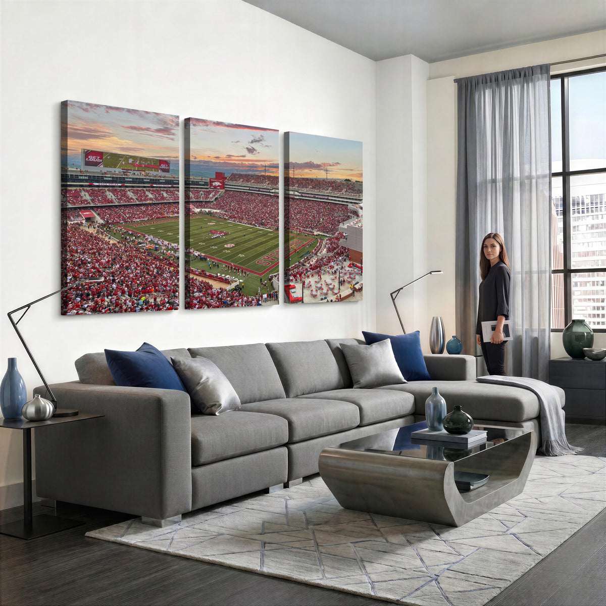 82233065-MGV-CV-36X24 - Donald W. Reynolds Razorback Stadium Wall Art Canvas Print – Arkansas Razorbacks Football Artwork for Home, Office, and Sports Room Decor