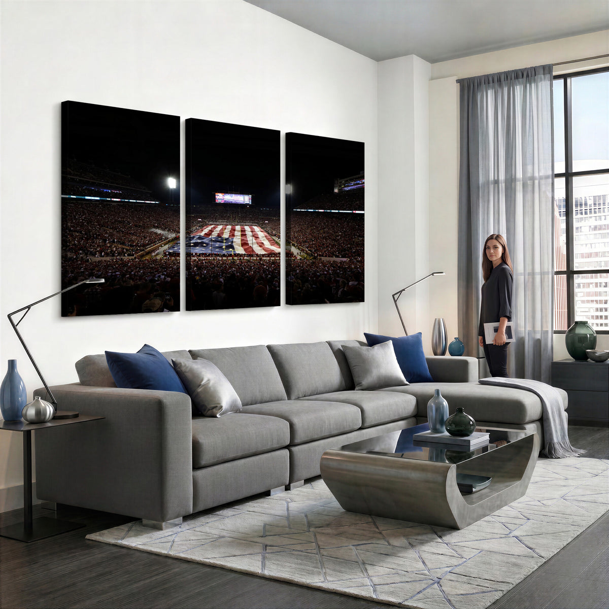 98418189-MGV-CV-36X24 - Oklahoma Memorial Stadium Wall Art Canvas Print – Oklahoma Sooners Football Artwork for Home, Office, and Sports Room Decor