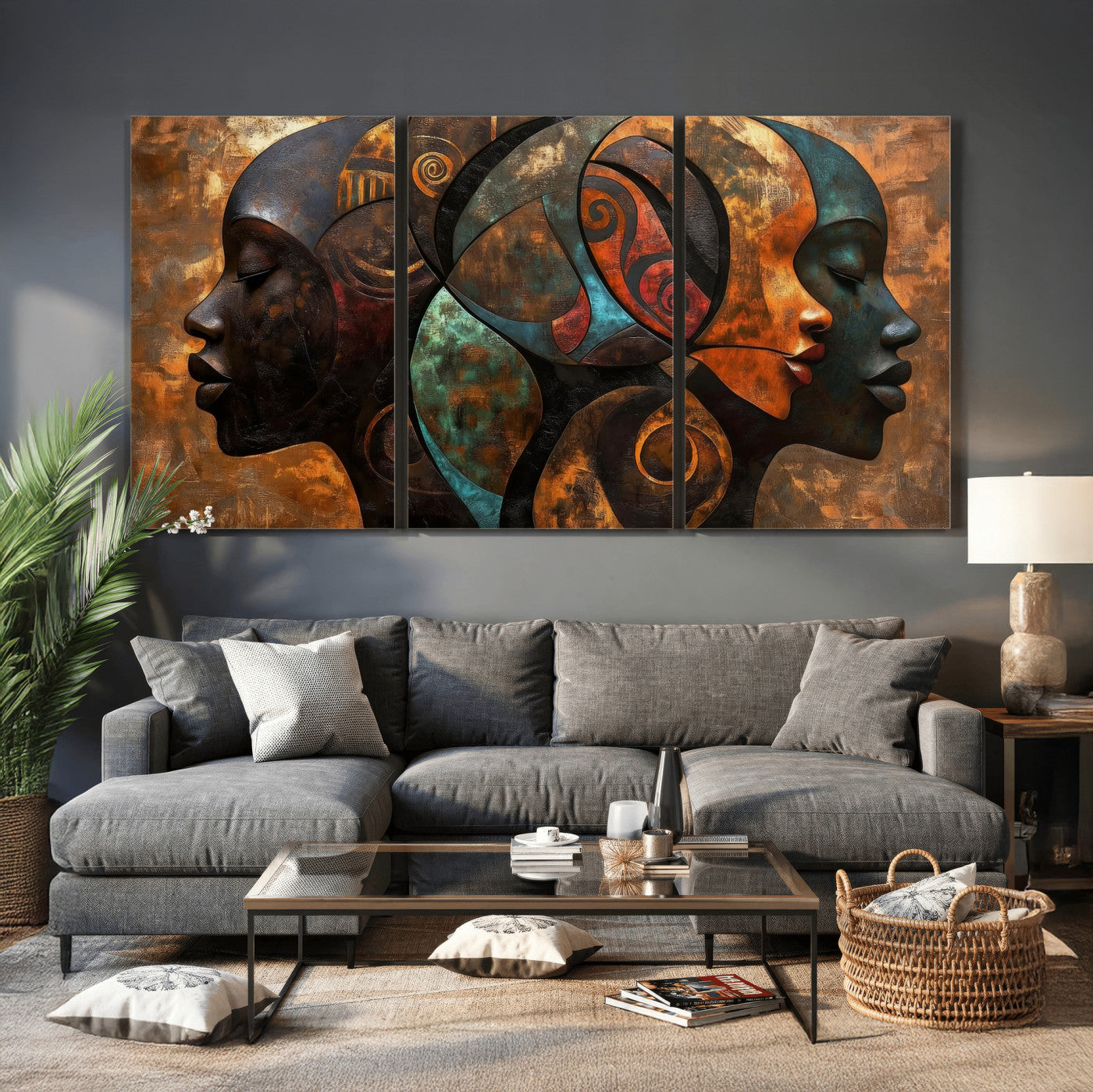 81517886-MGV-CV-36X24 - Abstract Afro American Women Wall Art Canvas Print