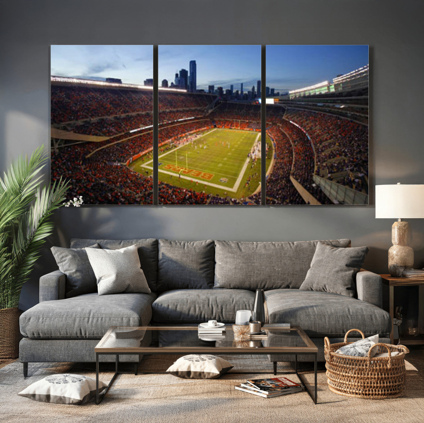 50691720-MGV-CV-36X24 - Chicago Bears Soldier Field Canvas Wall Art, NFL Stadium Panorama Print, Football Arena Photography for Sports Fans