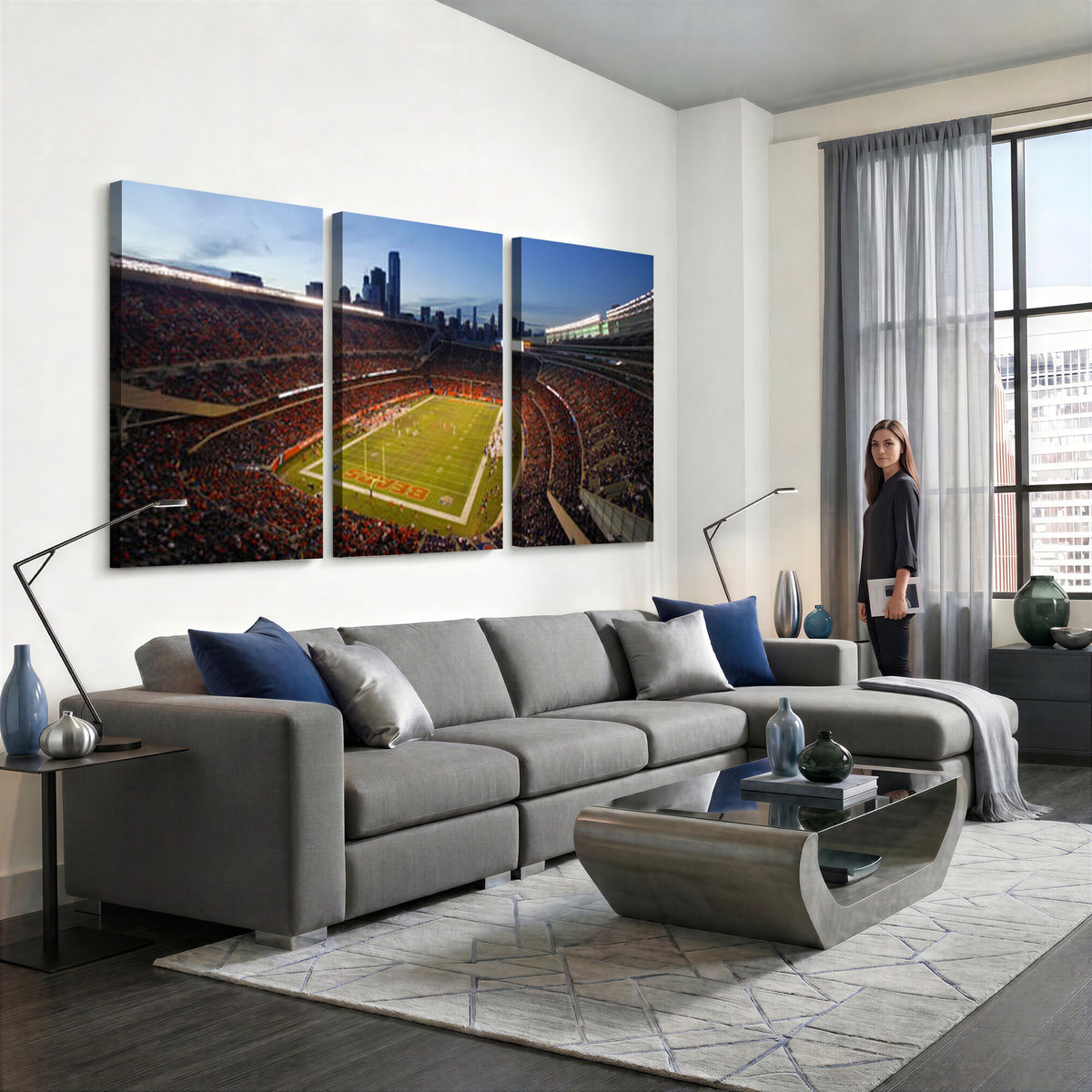 50691720-MGV-CV-36X24 - Chicago Bears Soldier Field Canvas Wall Art, NFL Stadium Panorama Print, Football Arena Photography for Sports Fans