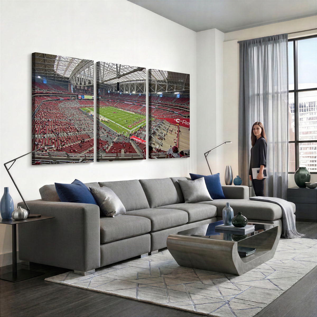 30579717-MGV-CV-36X24 - State Farm Stadium Canvas Wall Art, Arizona Cardinals Football Stadium Print, Glendale NFL Arena Panorama Artwork