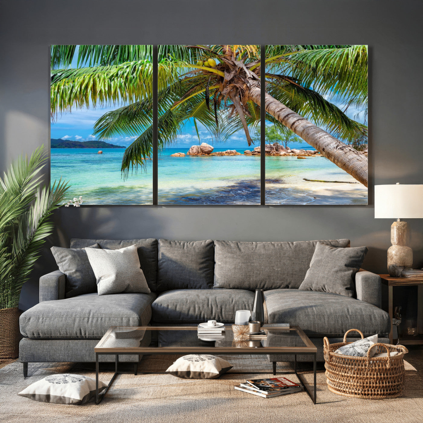 86824715-MGV-CV-36X24 - Seychelles Beach Canvas Wall Art - Anse Volbert Praslin Island Print