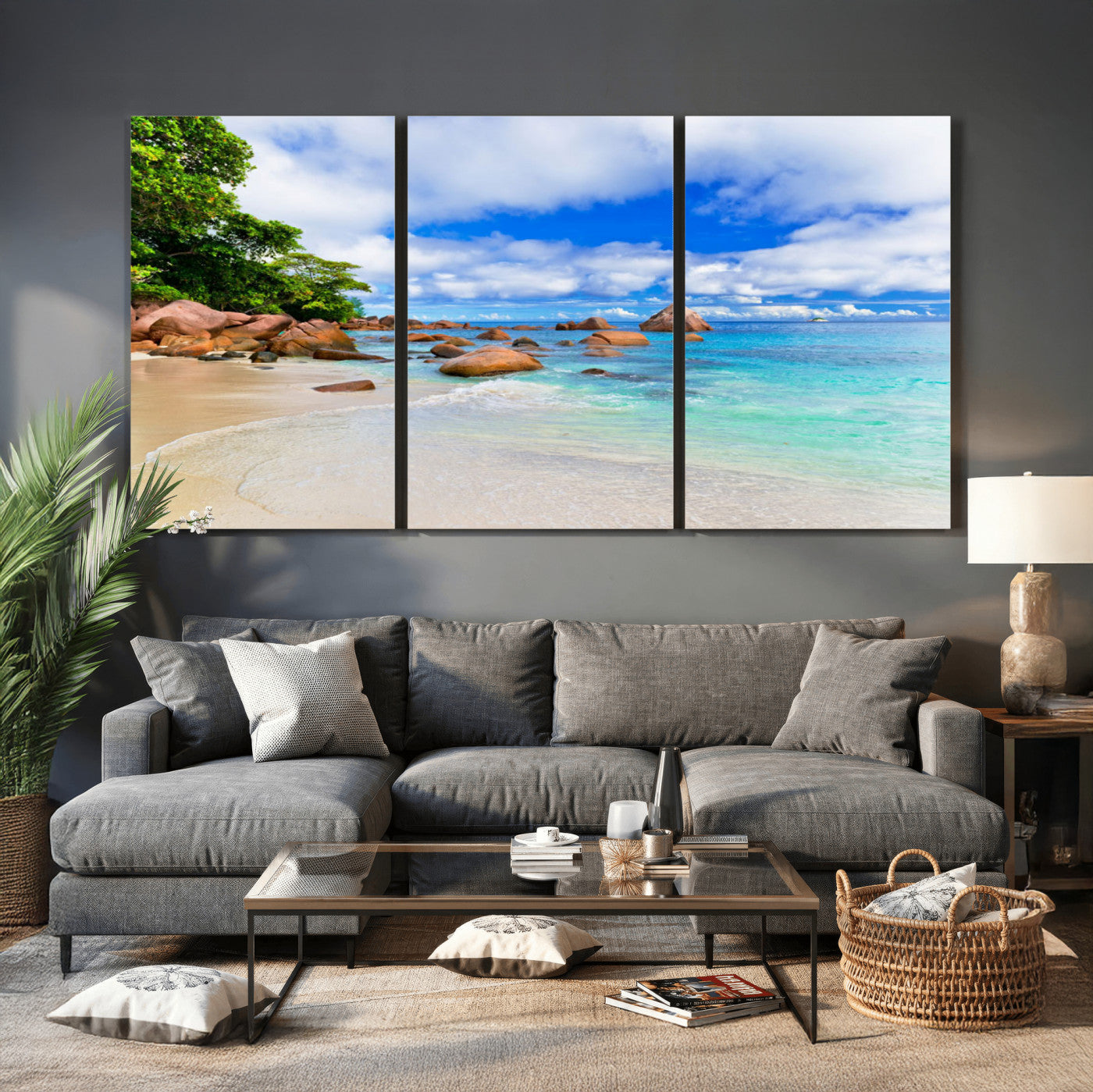 81980382-MGV-CV-36X24 - Seychelles Beach Canvas Wall Art - Anse Intendance Turquoise Ocean Print