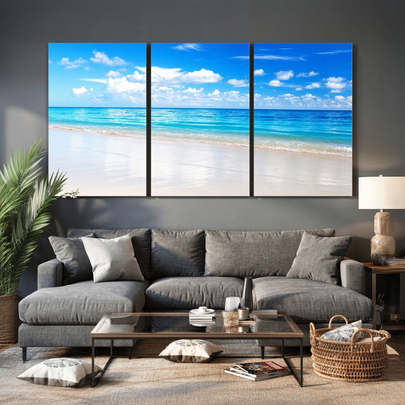 67491909-MGV-CV-36X24 - Tropical Beach Ocean Wall Art Canvas Print for Home Decor