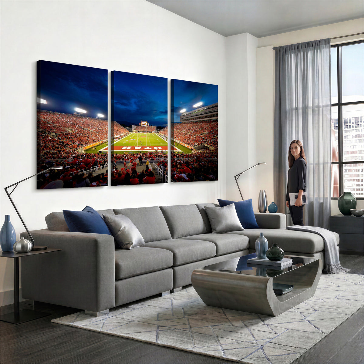 74019251-MGV-CV-36X24 - Rice-Eccles Stadium Wall Art Canvas Print - Utah Salt Lake City Stadium Print