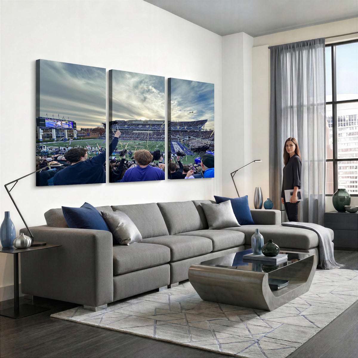 400867JMU-MGV-CV-36X24 - JMU Stadium Wall Art Canvas Print for Game Room Decor - James Madison University Stadium