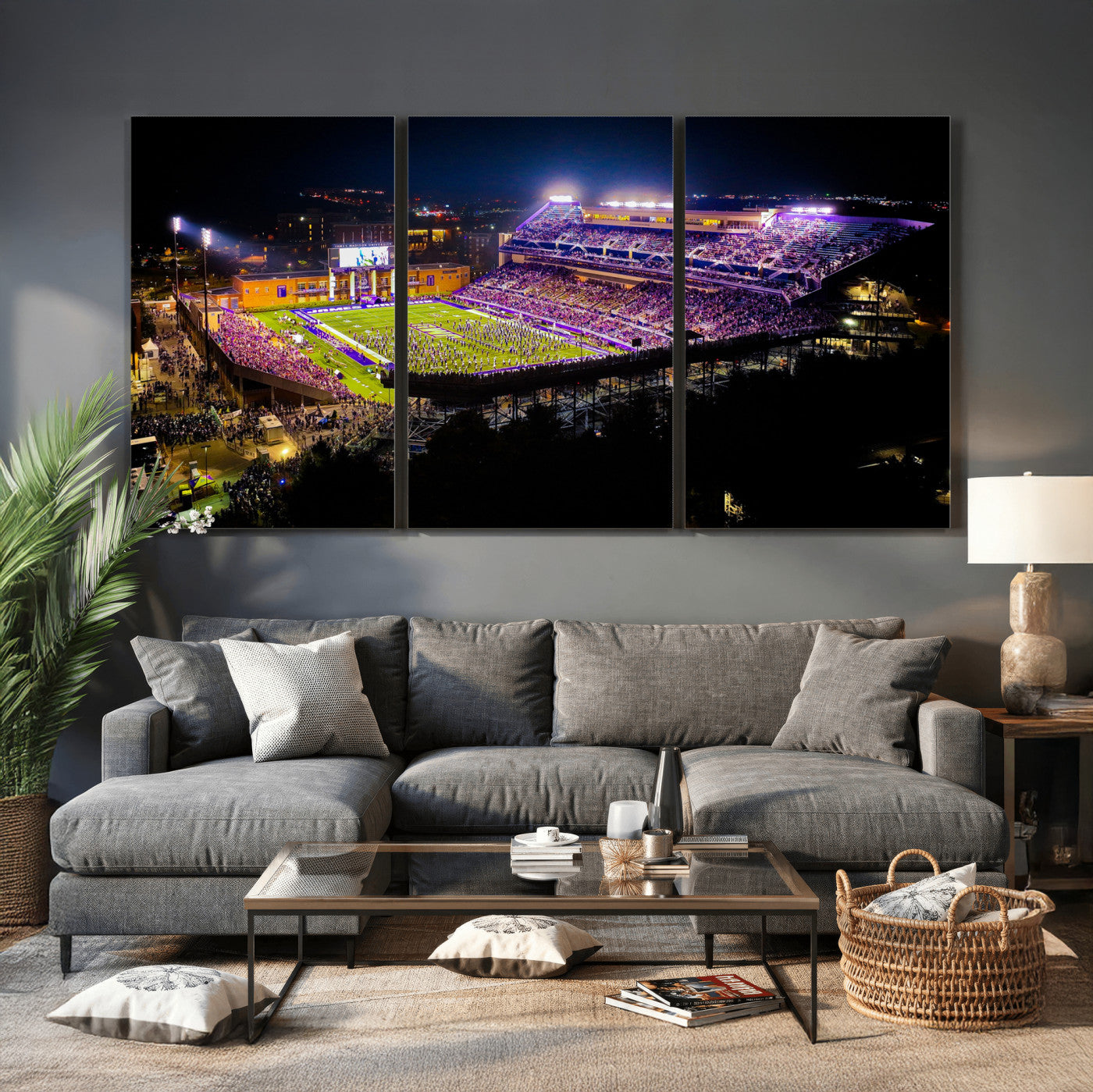 400867JMU2-MGV-CV-36X24 - JMU Stadium Wall Art Canvas Print for Game Room Decor - James Madison University Stadium