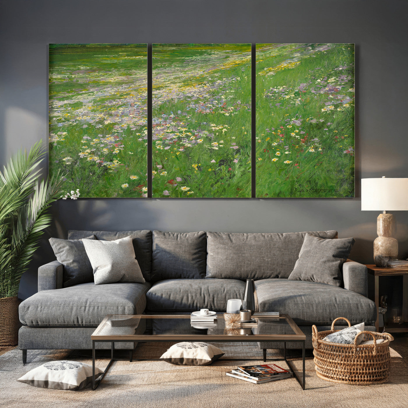 63535040-MGV-CV-36X24 - Alexander Koester Flower Meadow Canvas Wall Art, Vintage Landscape Print