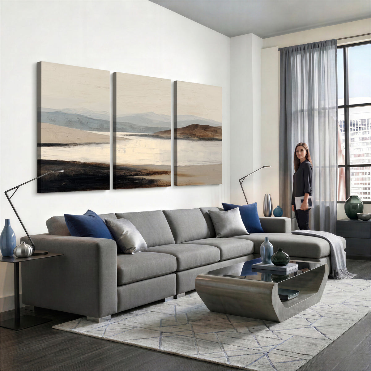 36873679-MGV-CV-36X24 - Modern Abstract Landscape Canvas Wall Art, Minimalist Nature Printing