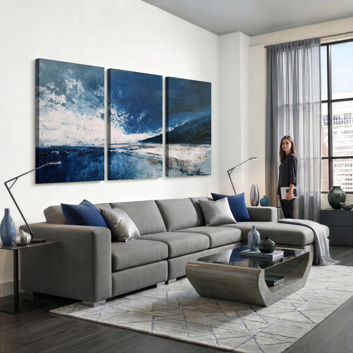 76136620-MGV-CV-36X24 - Extra Large Abstract Wall Art Canvas Print