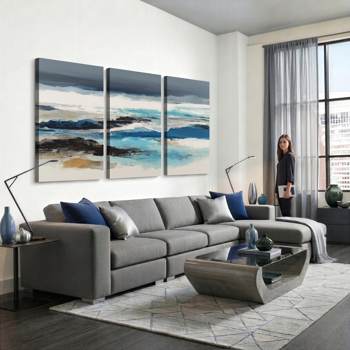 53645131-MGV-CV-36X24 - Extra Large Abstract Wall Art Canvas Print