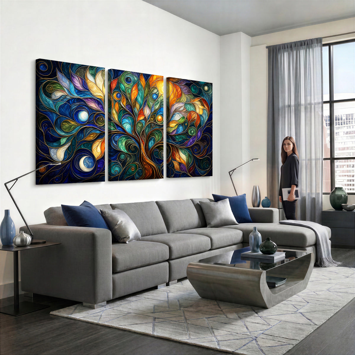 60127105-MGV-CV-36X24 - Psychedelic Tree Of Life Wall Art - Vibrant Swirl Cosmic Nature Decor