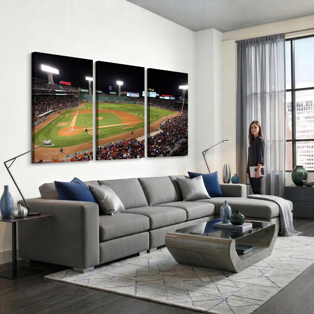 86945D-MGV-CV-36X24 - Fenway Park Boston Red Sox Baseball Stadium Wall Art Canvas Print for Gift Baseball Lover MLB Wall Art College Dorm Wall Decor Baseball Gift