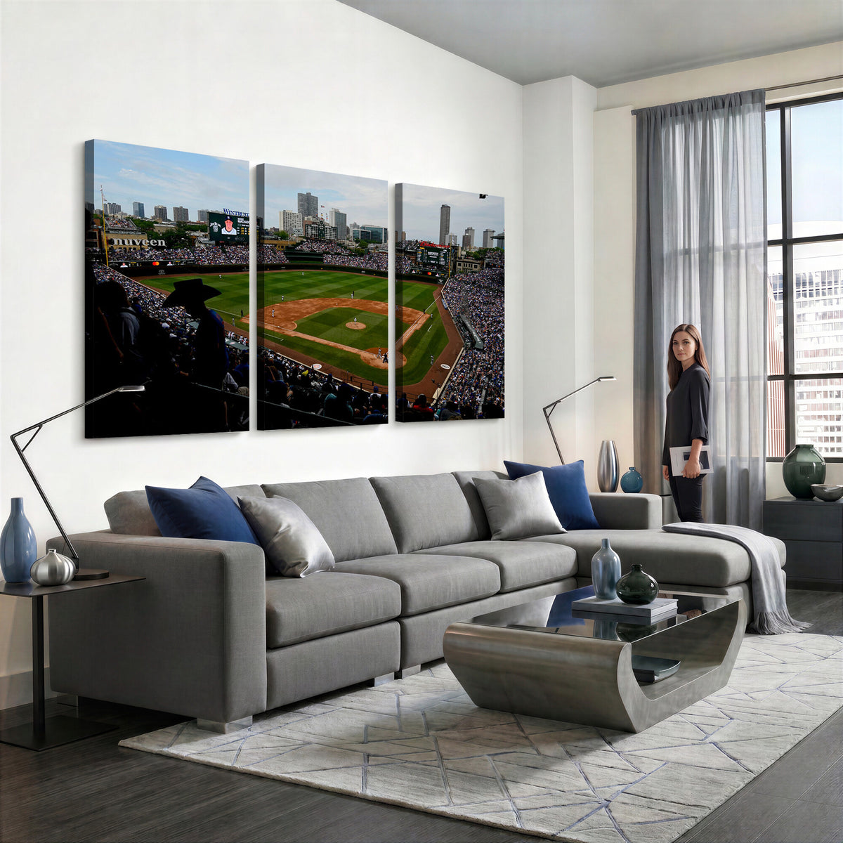 34859D-MGV-CV-36X24 - Chicago Cubs Baseball Team Print - Wrigley Field Stadium