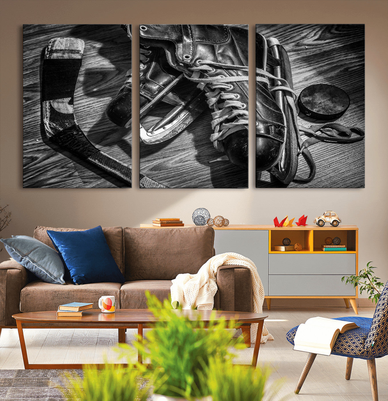 20553-MGV-CV-36X24-Old Pair of Mens Skates Wall Art Canvas, Men Skates Wall Art Print