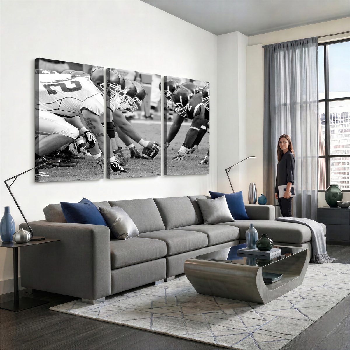97432-MGV-CV-36X24 - American Football Player Wall Art Canvas Print