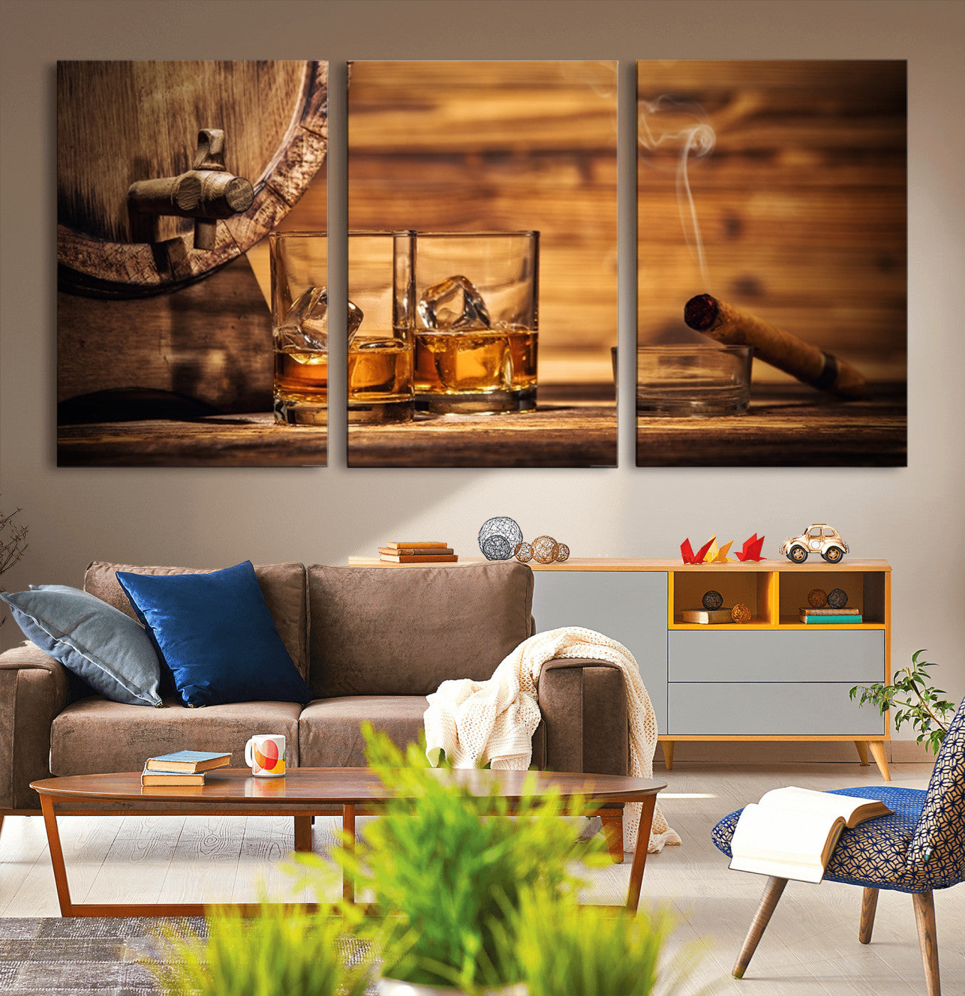 96798-MGV-CV-36X24-Rustic Whiskey and Barrel Canvas Print