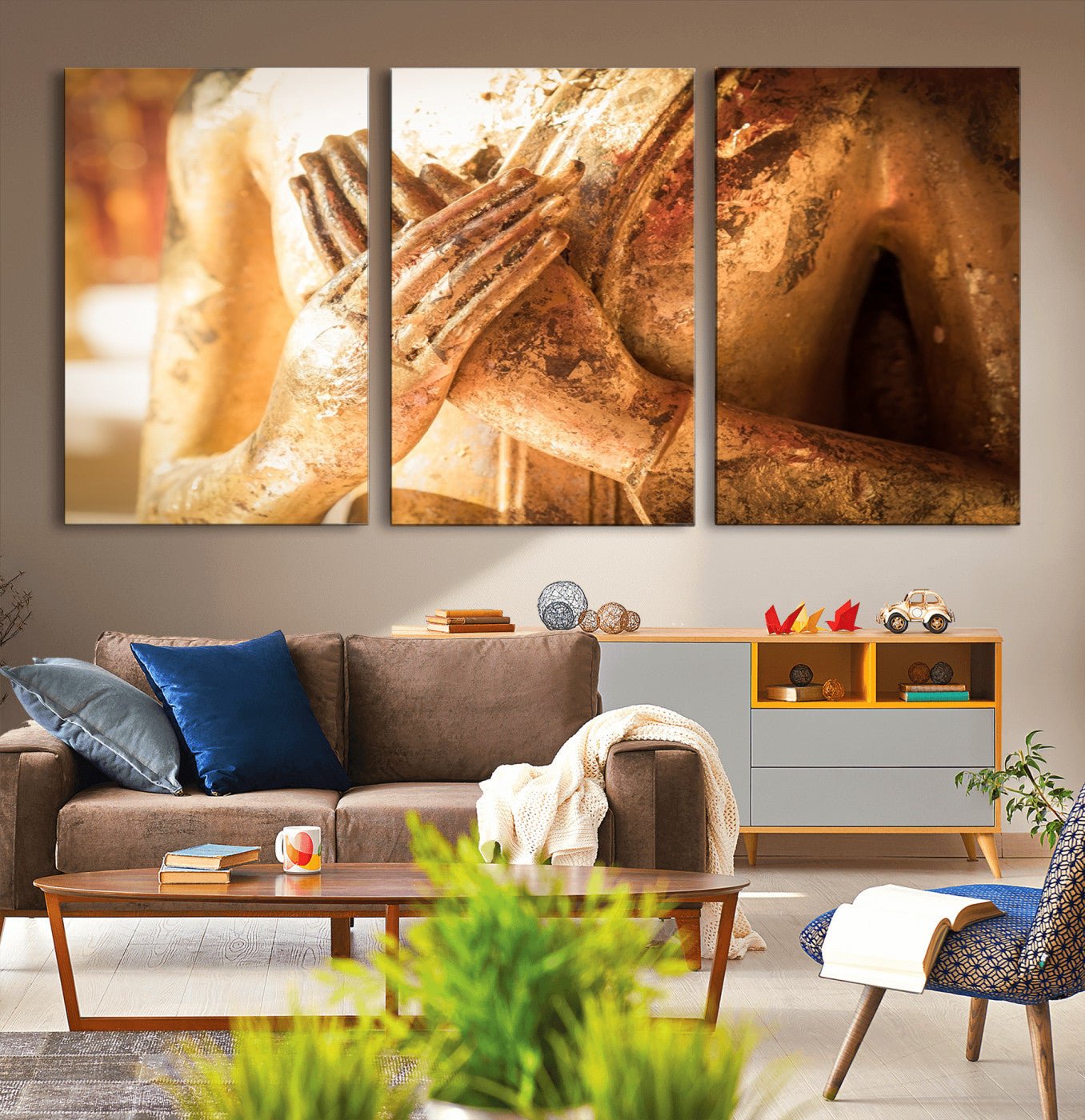 87005-MGV-CV-36X24-Buddha Statue Hands Wall Art Canvas Print