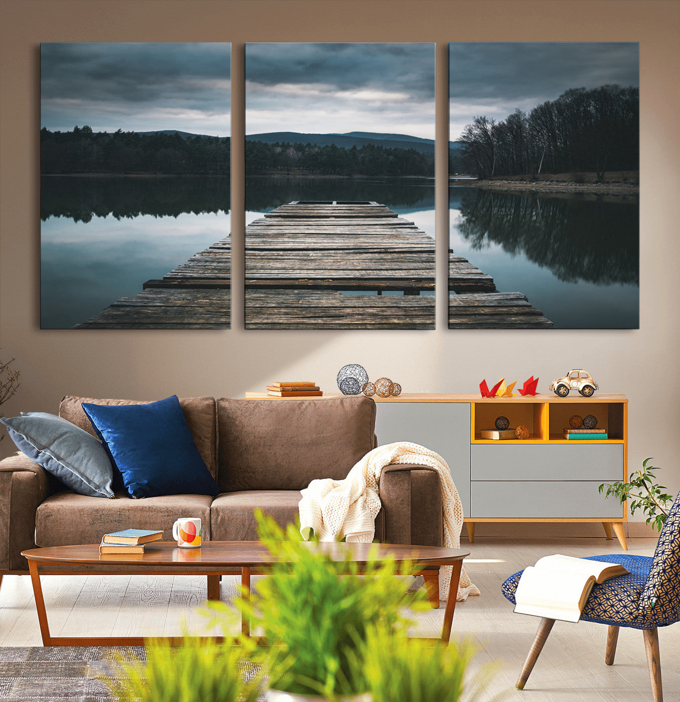 65946-MGV-CV-36X24-Wooden Bridge Near Lake Wall Art Canvas Print