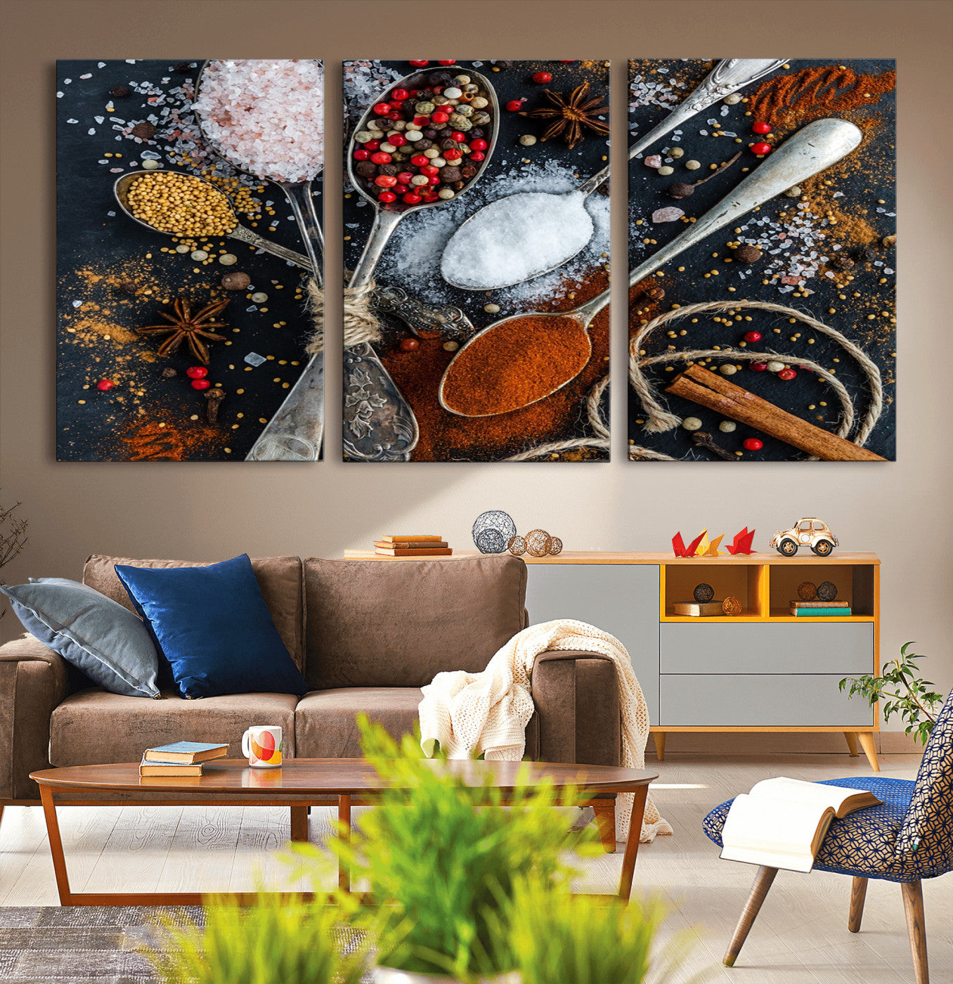 88449-MGV-CV-36X24-Spices and Seasonings Canvas Wall Art – Colorful Triptych Kitchen Decor – Culinary Art for Dining
