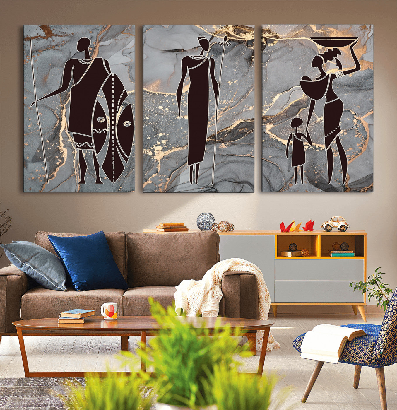 81756-MGV-CV-36X24-African American Wall Art – Elegant African Women Canvas Print, Modern Ethnic Painting for Living Room or Office Decor