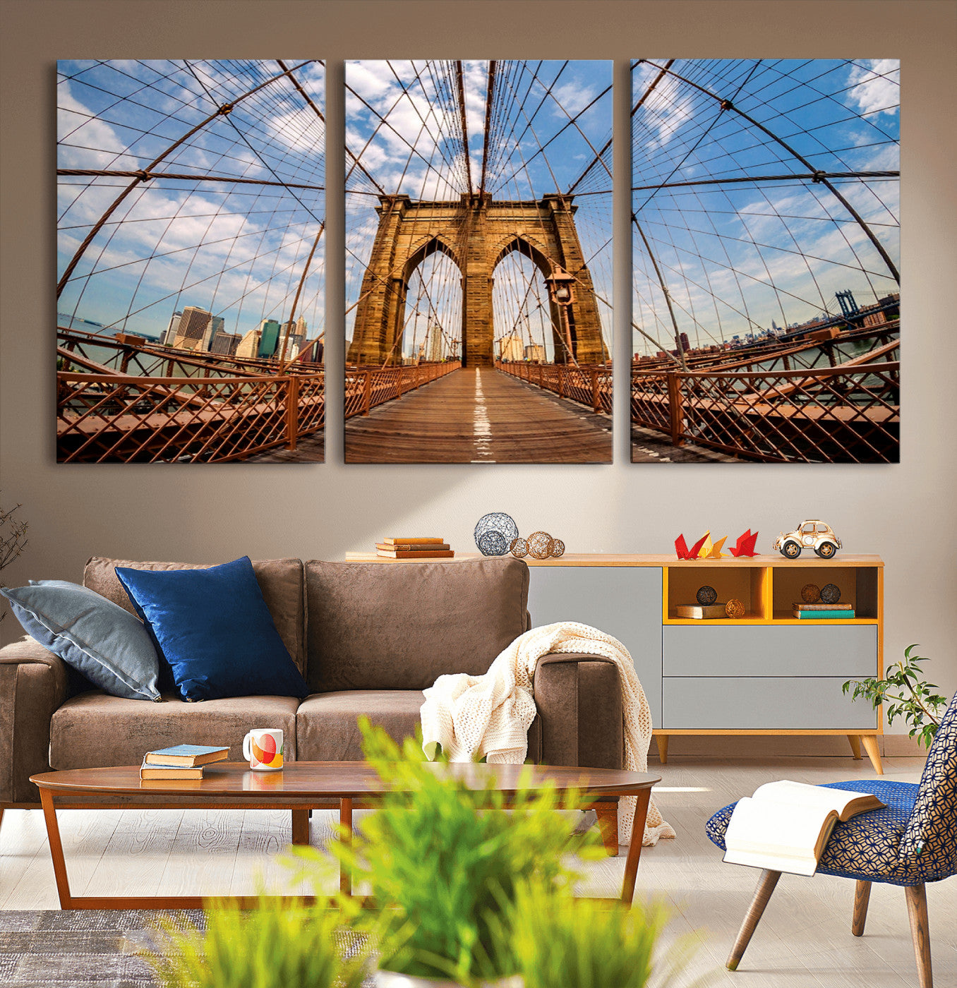 44467-MGV-CV-36X24-Brooklyn Bridge Manhattan Wall Art Canvas Print