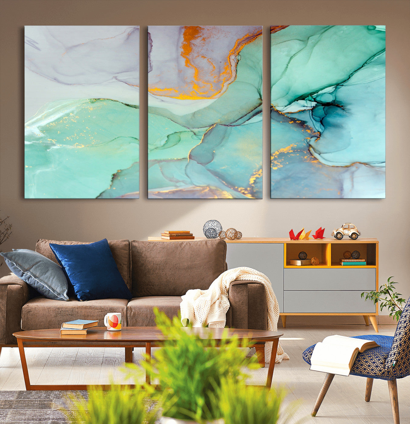 36934-MGV-CV-36X24-Colorful Marble Fluid Effect Canvas Wall Art Print