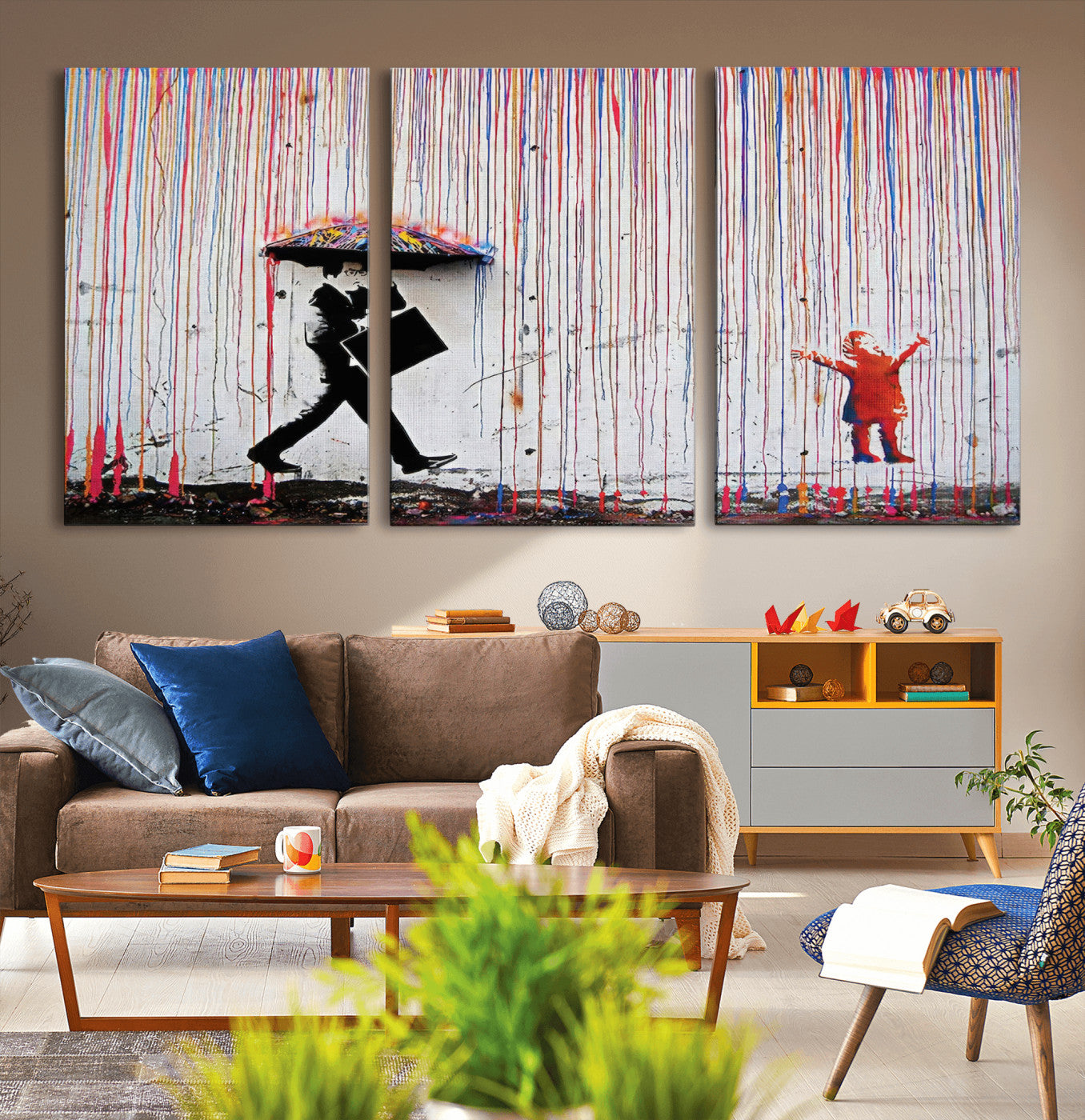 MGV-CV-60X30-3P - Banksy Wall Art Canvas Print, Framed Graffiti Art Picture Print, Banksy Urban Graffiti Perfect Modern Decor Artwork