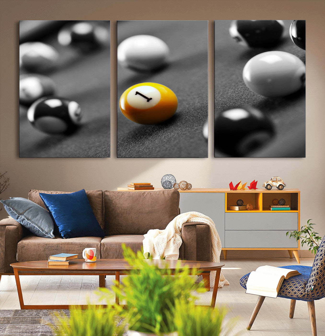 16722-MGV-CV-36X24-Wall Art Pool Table and Balls Canvas Print