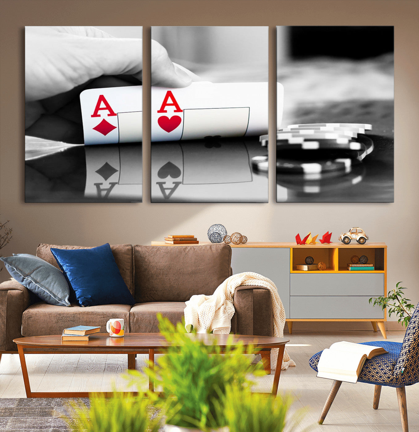 98527-MGV-CV-36X24-Aces Poker Art Poker Game Wall Art Canvas Print